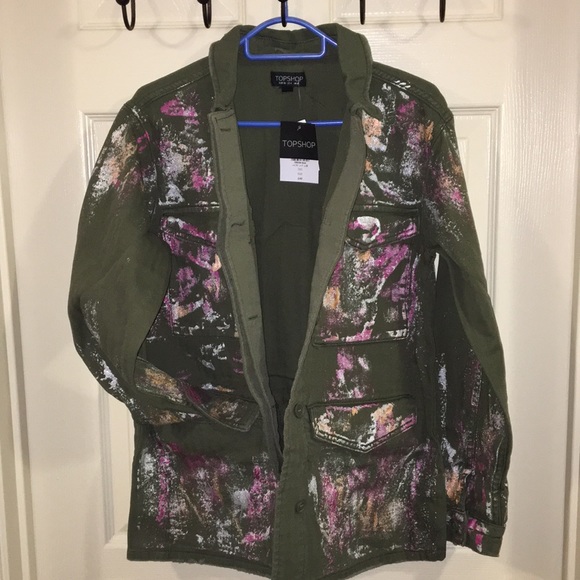 NWT Top shop Ethan Metallic foil jacket Size US4 - Picture 7 of 8